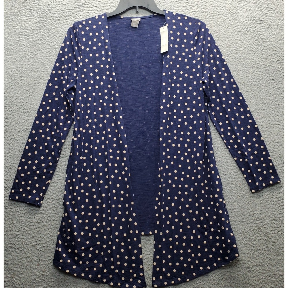 Chico's Cardigan Sweater Womens Small Multi Polka Dot Long Sleeve Open Front